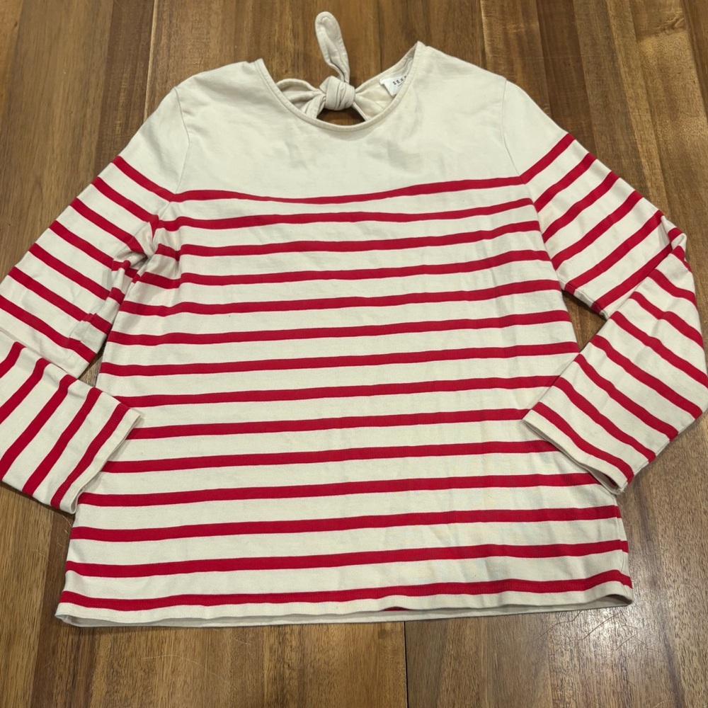 Sézane Red Stripe Tie Back Long Sleeve Top Medium
